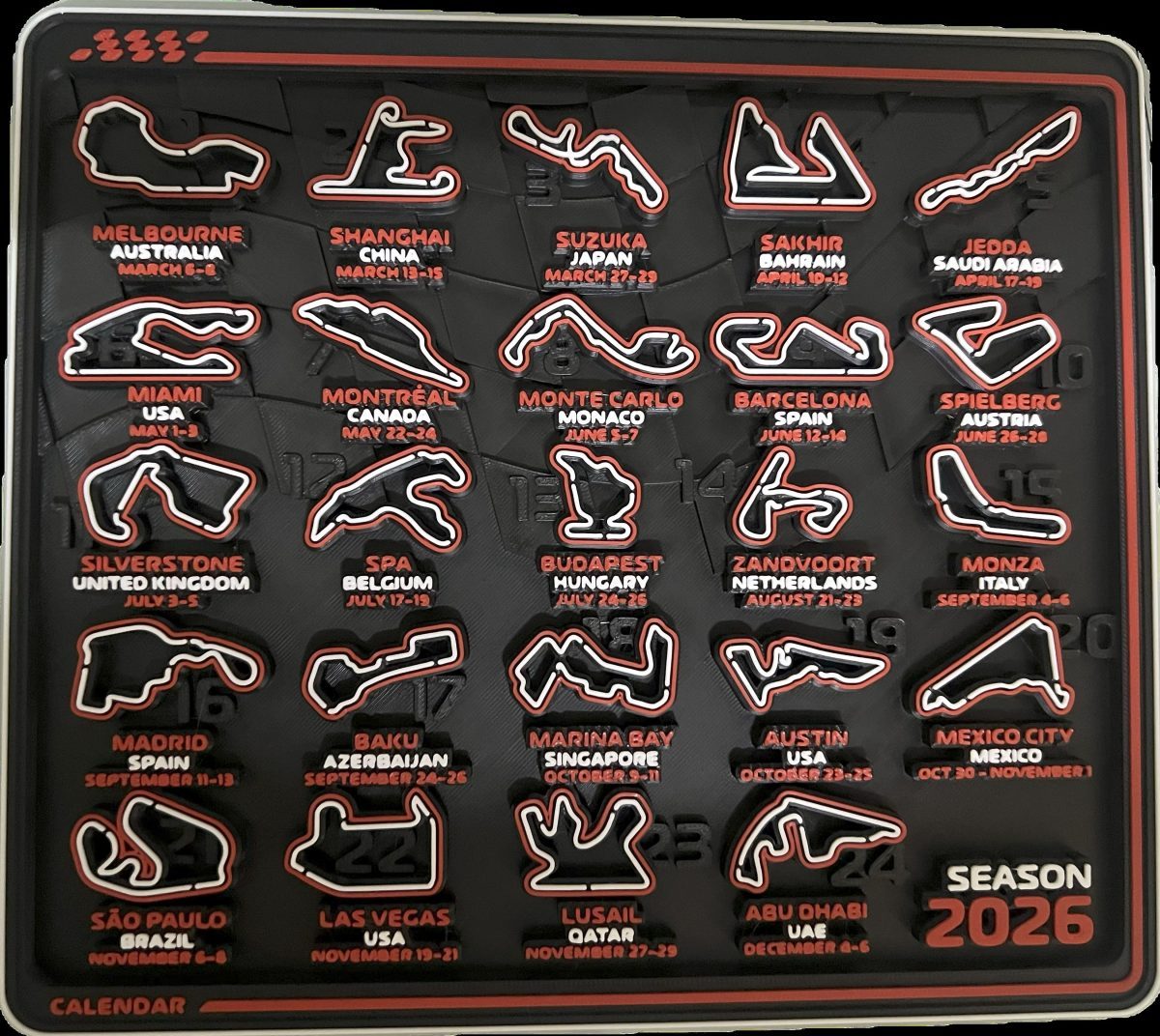Calendario 3D Fechas Carreras F1